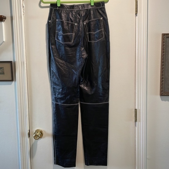 emanuel Ungaro Genuine Pigskin High Waisted Lined Rhinestone Pants Vintage - Picture 5 of 11